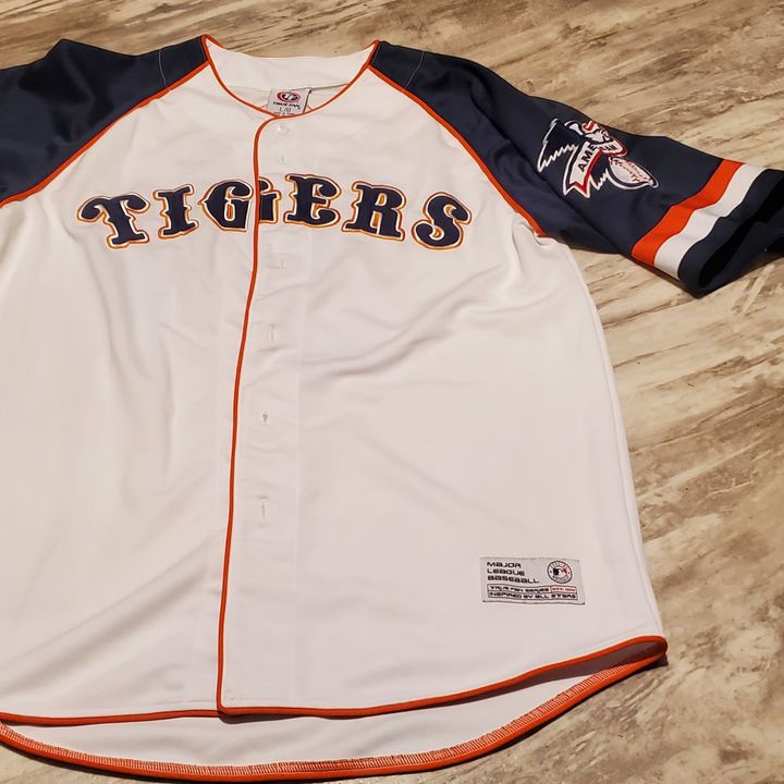 Men's True-Fan White/Navy Detroit Tigers Pinstripe Jersey