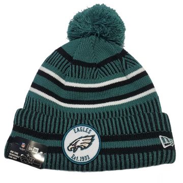 New Era Men's Philadelphia Eagles Black Pom Knit Beanie