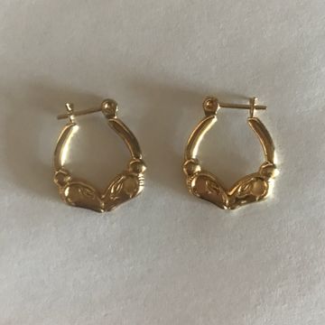 Vintage Kissing Rams 14K Yellow Gold Small Hoop Earrings - Boucles d'oreilles