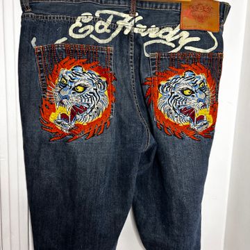 Ed Hardy - shorts en jean (Bleu, Rouge)