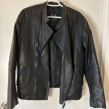 Louis Vuitton , veste laine bleue marine ,revers cuir agneau marron  glacé,,taille 42 français - Vinted