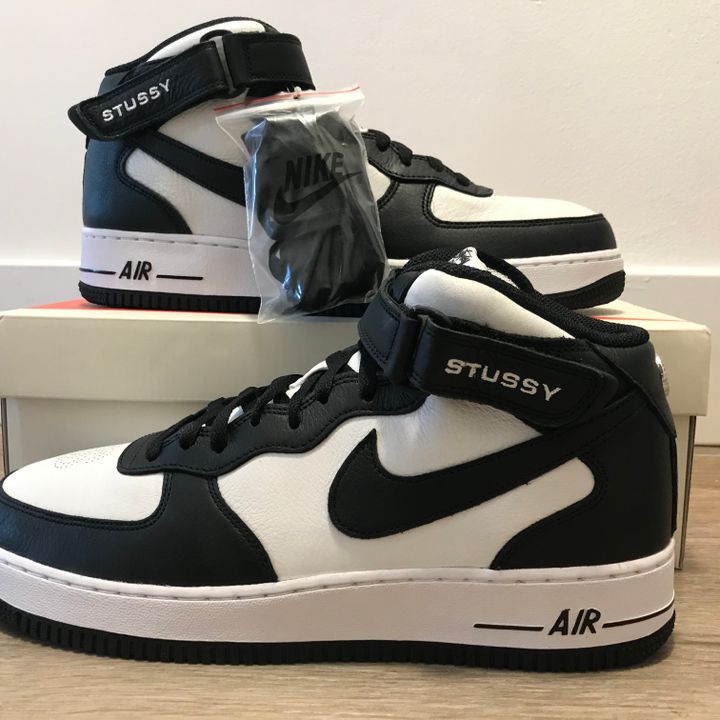 Nike Air Force 1 Mid Stussy Light Bone Black Shoes