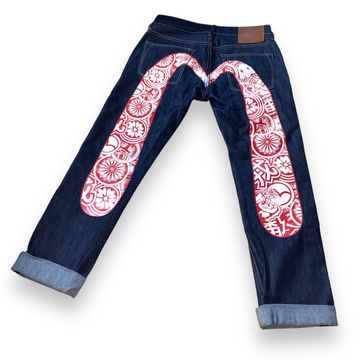 EVISU - Jeans coupe droite (Bleu, Rouge)