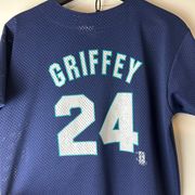 Vintage #24 KEN GRIFFEY JR Seattle Mariners MLB Majestic Jersey YS
