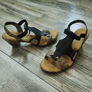 Rieker - Heeled sandals (Black, Beige)