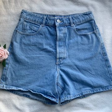 Zara - Shorts taille haute (Bleu, Denim)