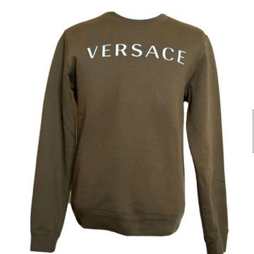 Versace Greek Key and Versace Logo Khaki Cotton Sweatshirt 5XL - Crew-neck sweaters (Brown)