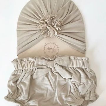 Duo bloomer et turban bébé fille 3-6 mois ensemble neuf bnwt nwt new set baby girl hat - Bodysuits (Beige)