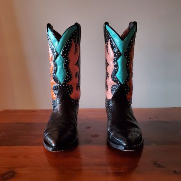 Vintage - Cowboy boots (Blue, Orange)