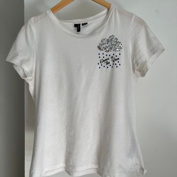 T-shirt Chandail blanc et motif Dance in the rain paillette - Tee-shirts (Blanc, Noir, Bleu)