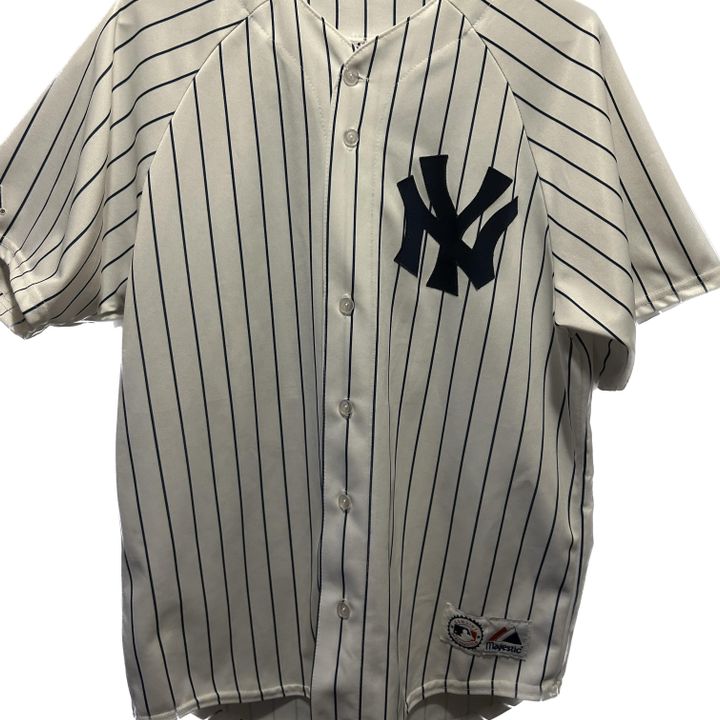 NY Yankees, Shirts, Majestic Official New York Yankees Blue Grey Button  Down Jersey Nwt Xl