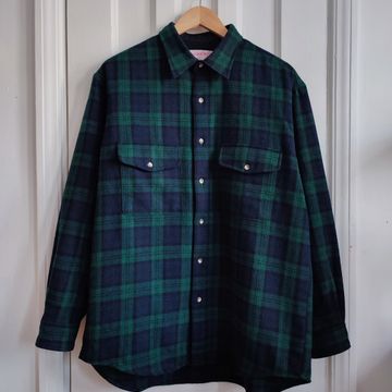 Flannel wool shirt jacket - Checked shirts (Black, Green, Denim)