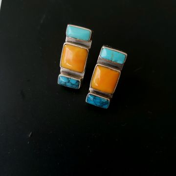 N/A - Earrings (Orange, Silver, Turquiose)