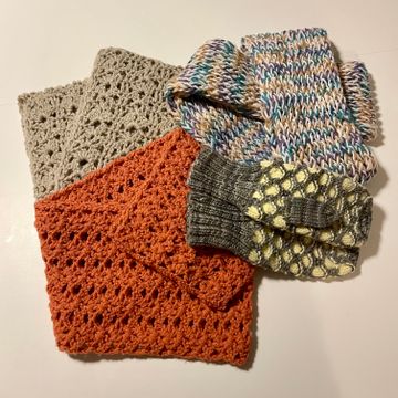 Vintage - Écharpes en maille (Orange, Beige)