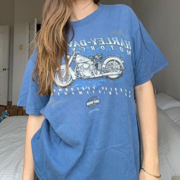 Harley Davidson - Tee-shirts (Blanc, Bleu)